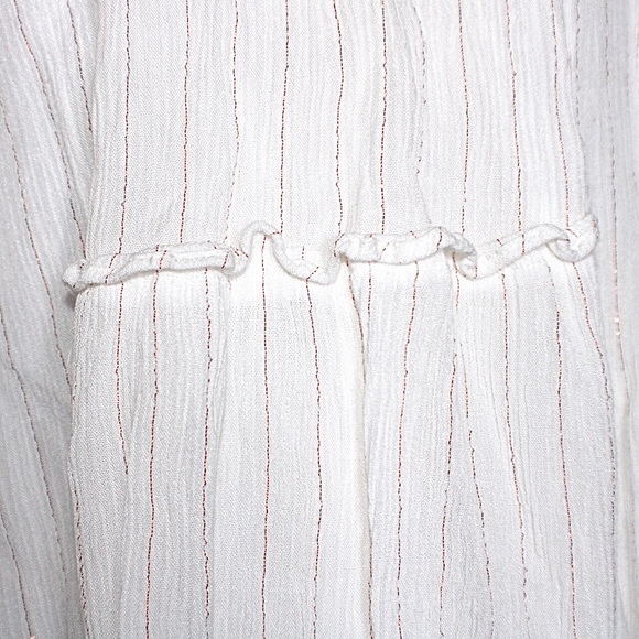 Ellen Tracey White Striped Peasant Blouse Medium - Picture 11 of 12